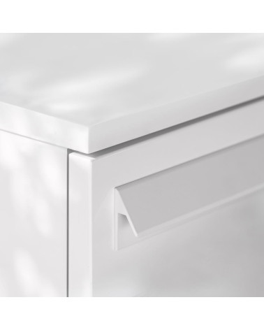 Gloss white furniture handle VERBA design handle mounted on a cabinet