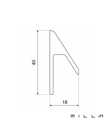 VERBA furniture handle with technical diagram