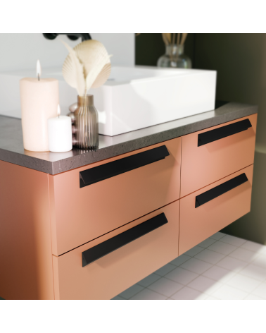Matt black VERBA furniture handle designer handle fitted on bathroom furniture