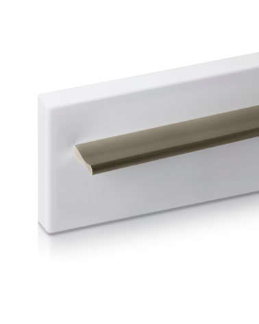 Brushed anode AVERE furniture handle designer handle mounted on a panel