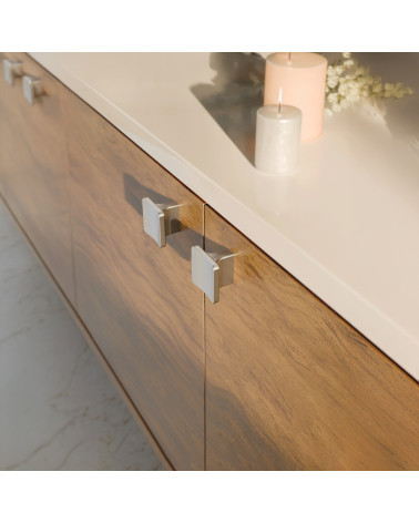 Matt gold SIENA furniture knob design handle angled view mounted on furniture