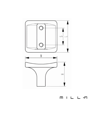 SIENA furniture knob with technical diagram