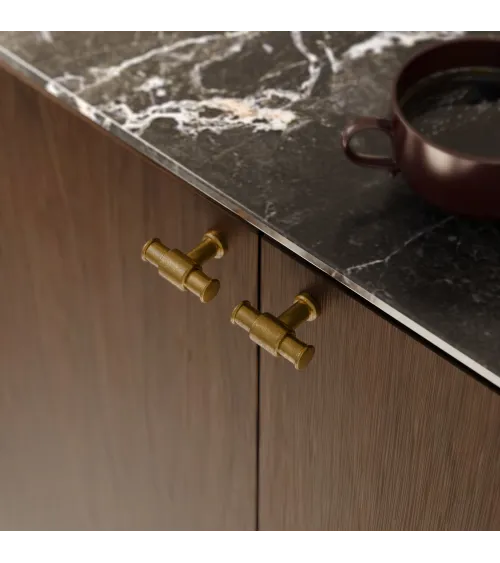 Patinated brass GALIUM furniture knob designer handle